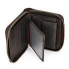 Crazy Horse Leather Wallet Men Women Coin Purse with Zipper - VacationGrabs