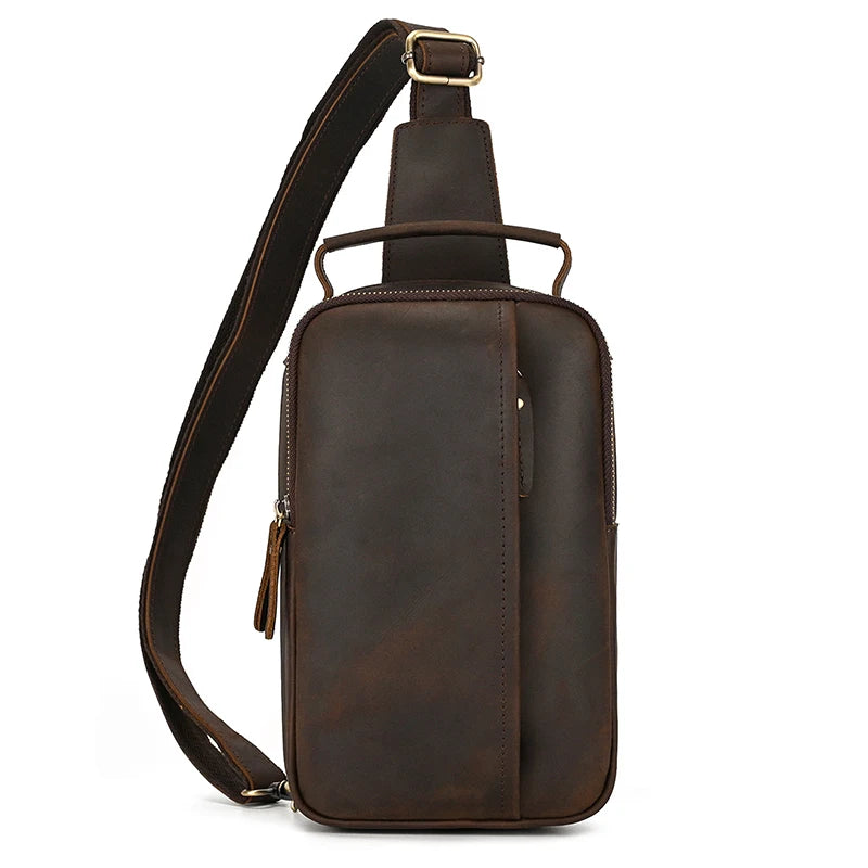 Leather Single Shoulder Sling Bag Chest Bags For Men