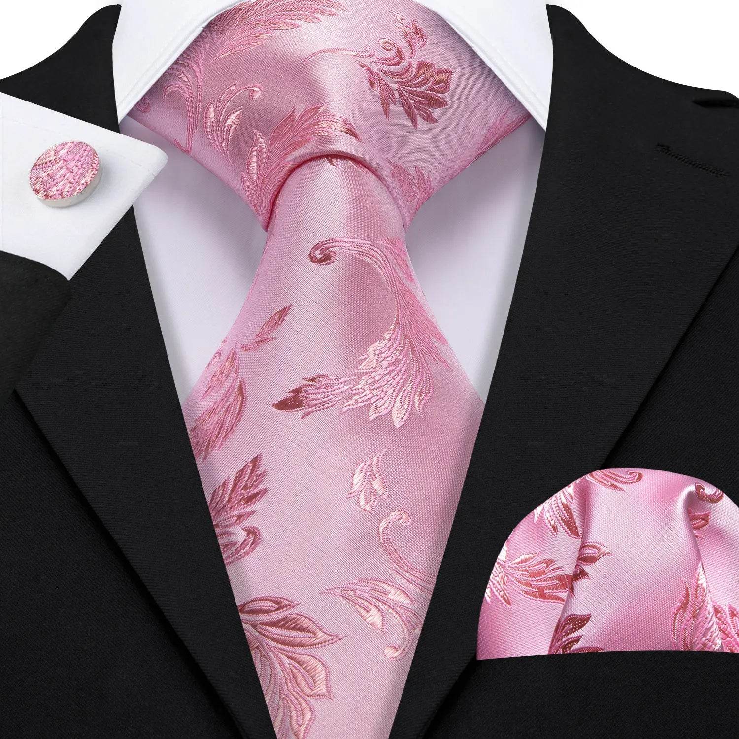 Floral Jacquard Silk Tie Set for Men - VacationGrabs