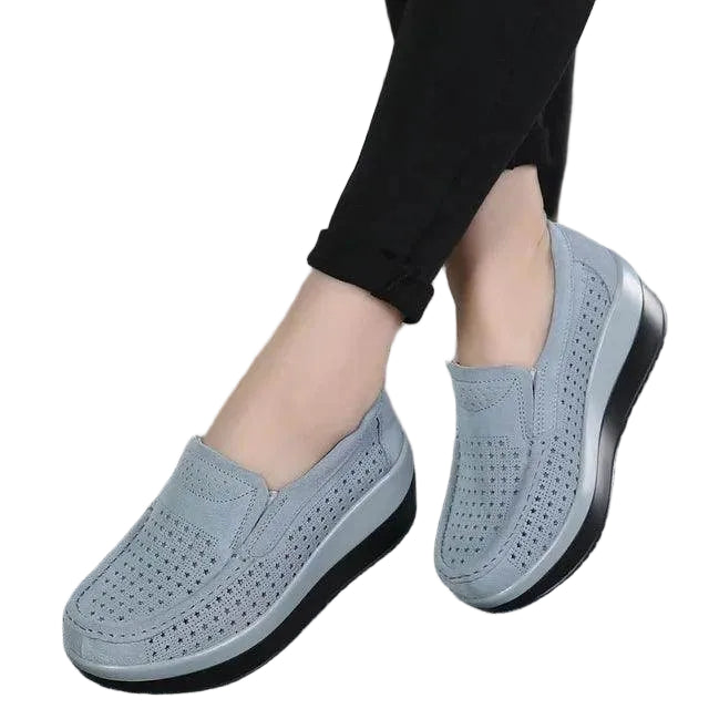Platform Flat Loafers Suede Leather Moccasins - VacationGrabs