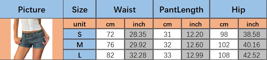 VacationGrabs Women's Denim Shorts with Pockets Low Rise Blue Jean Shorts for Summer Double Button Closure Hot Pants Streetwear