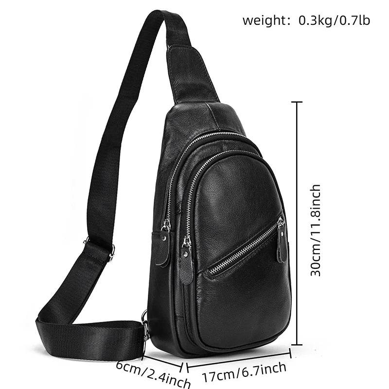 Casual Men’s Leather Chest Bag Sling Crossbody Shoulder Bag - VacationGrabs