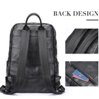 Black Leather Backpack for Men Casual Travel Daypack 14"