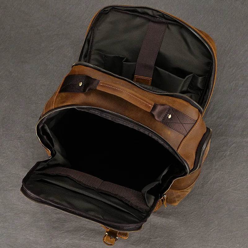 Hot Multifunction Fashion Men Backpack Vintage Leather Daypack - VacationGrabs