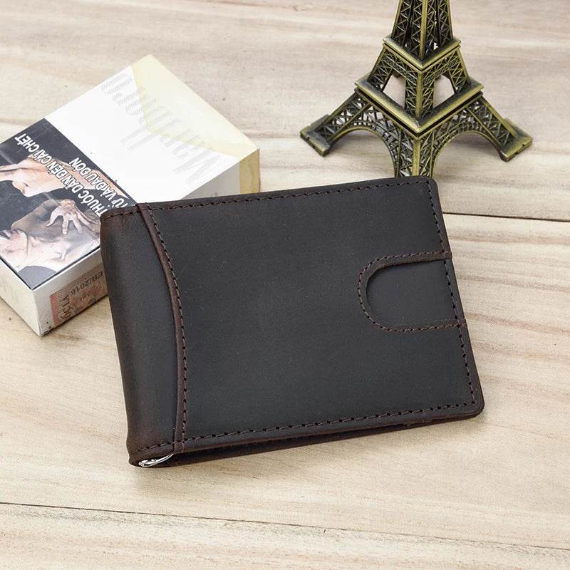 Men's Genuine Leather Clip Wallet Multi-Card Bifold Coin Wallet - VacationGrabs