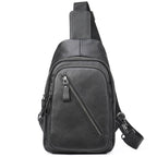 Man's Sling Bag Genuine Leather Chest Bag Crossbody for Gym - VacationGrabs