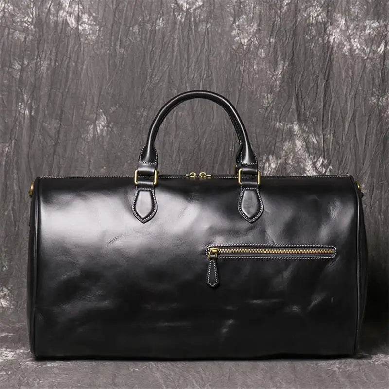 Crazy Horse Leather Travel Bag – Large Duffle for Men - VacationGrabs