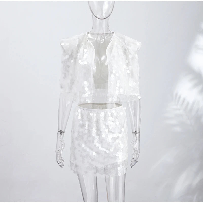 Chic Two-Piece Glitter Resort Outfit - Chic Vacation Wear