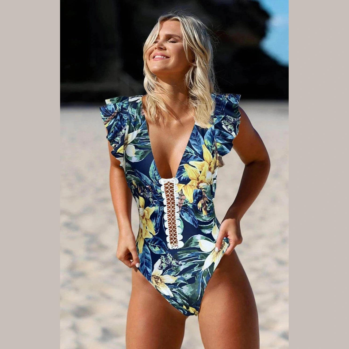 Push Up Floral Print Swimwear - VacationGrabs