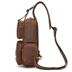 Men's Vintage Crazy Horse Leather Sling Chest Bag