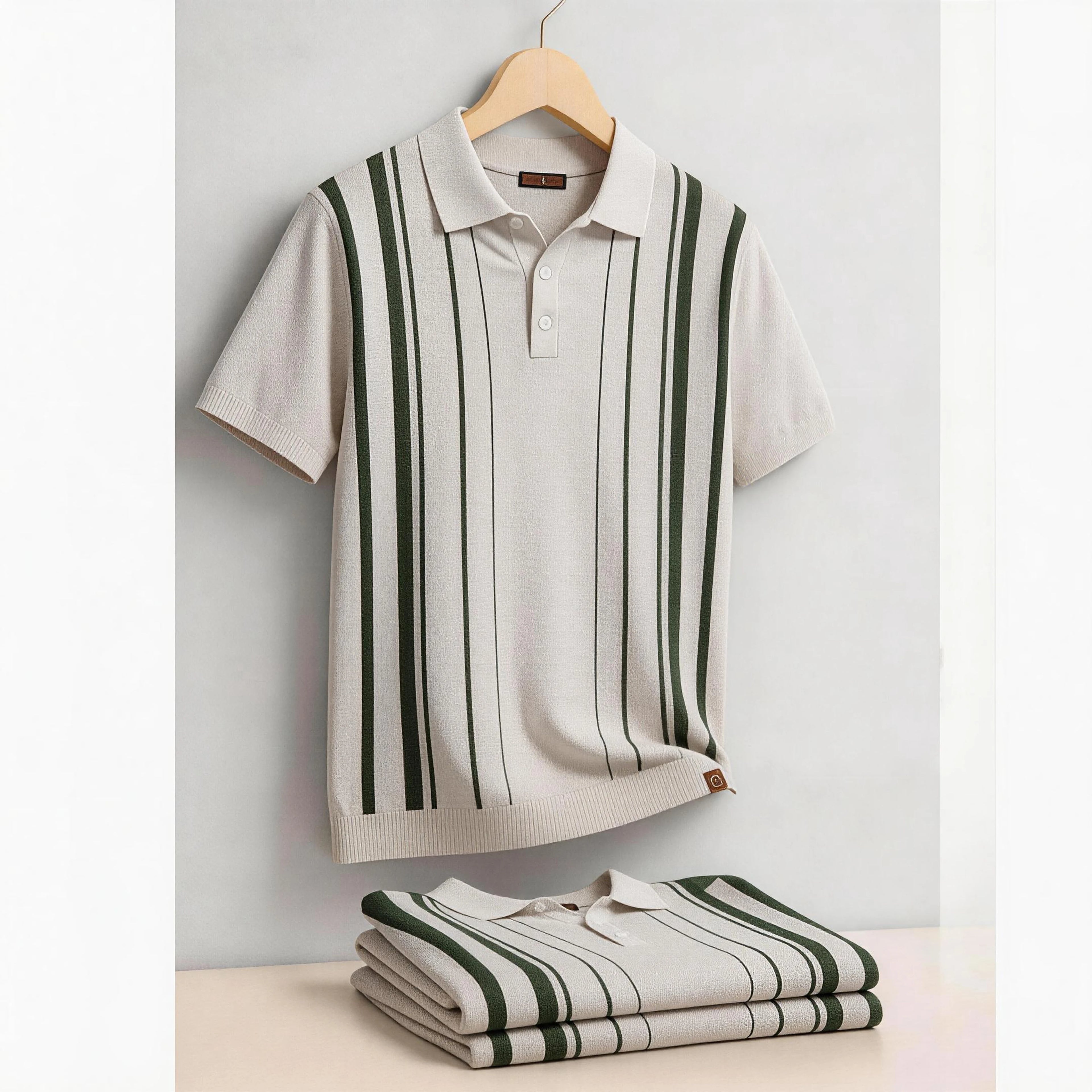 Men's 2026 Polo Shirt Stripe Old Money Style Short Sleeve Soft Breathable Casual Elegant Daily Wear Luxe Polo Shirts for Male