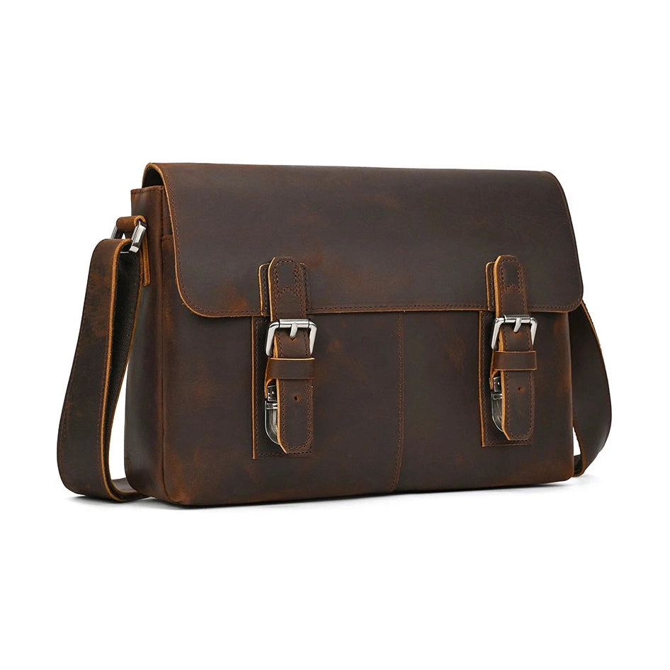 Top Leather Crazy Horse Leather 9.7" Ipad Shoulder Bag