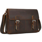 Vintage Crazy Horse Leather Men's Briefcase Laptop Messenger Bag - VacationGrabs