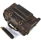 Rolling Genuine leather hand luggage travel bag with wheels