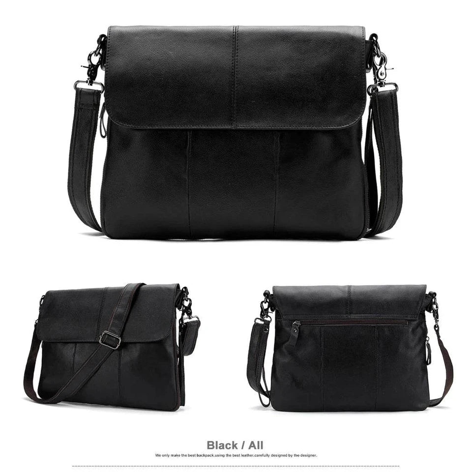 Men's Leather Crossbody Bag Casual Waterproof Sling Oil Wax - VacationGrabs