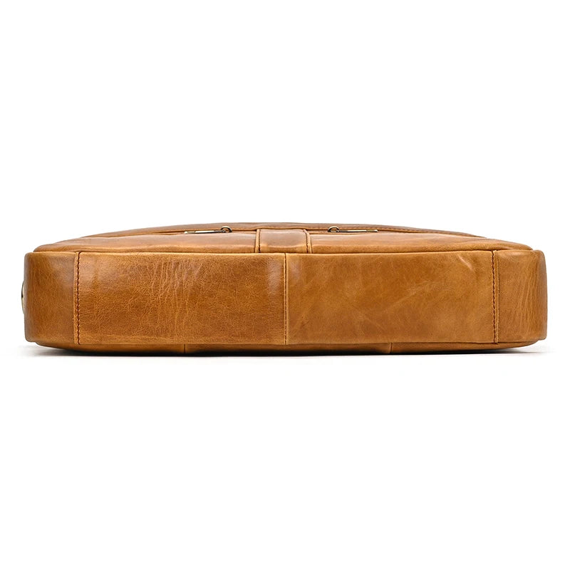 Maletín de cuero para hombre, bolso para portátil de 15,6", cuero de capa superior