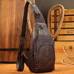 Luxury Men’s Leather Chest Bag Real Cowhide Crossbody Bag - VacationGrabs