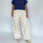 VacationGrabs Polka Dot Jeans Women Y2K Print High Waisted Wide Leg Denim Pants Vintage Stretchy Boyfriend Jeans 90s 00s Streetwear