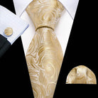 Gold & Beige Silk Tie Set for Men - VacationGrabs