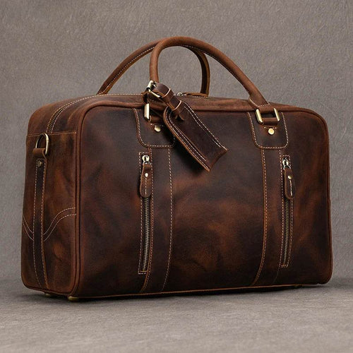 Designer Genuine Leather Travel Bag Cowhide Weekend Duffle Bag - VacationGrabs