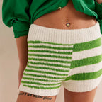 Women Y2k Striped Mini Shorts High Waist Boy Shorts Bloomers Slim Pajamas Shorts Lounge Pj Bottoms Sleepwear Summer Beach