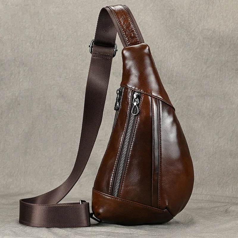 Casual Men’s Leather Chest Bag Sling Crossbody Shoulder Bag - VacationGrabs