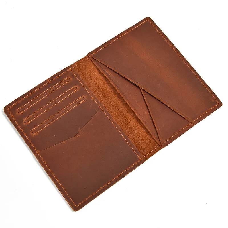 Simple Design Genuine Leather Card Holder Passport Wallet for Men - VacationGrabs