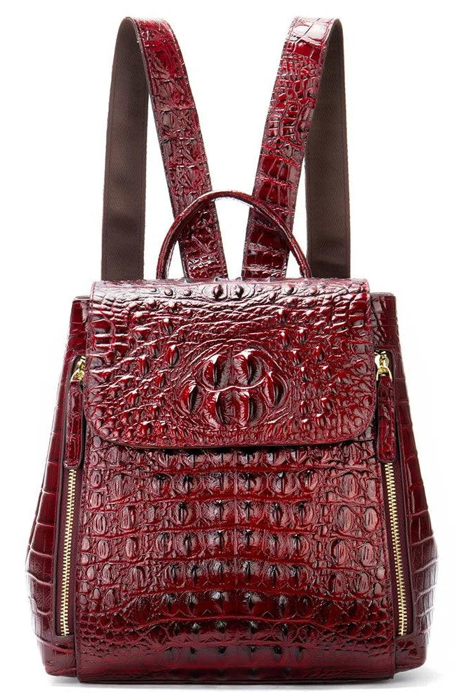  Textured Crocodile Pattern Leather Daypacks for Women 5 Colors