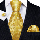 Floral Jacquard Silk Tie Set for Men - VacationGrabs