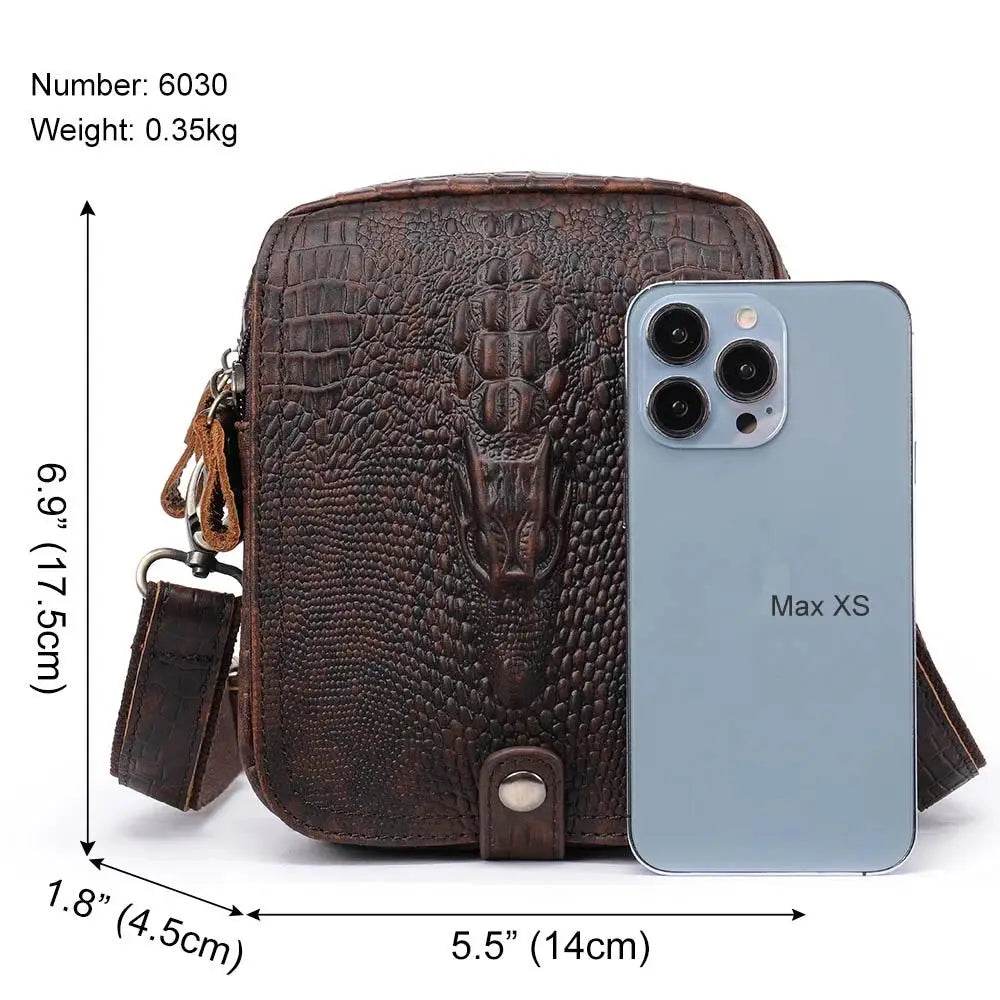 Men’s Vertical Leather Single Shoulder Crossbody Bag - VacationGrabs