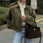 Women's Batwing Sleeve Zip-Up Jacket, Loose Fit Short Coat