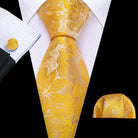 Gold & Beige Silk Tie Set for Men - VacationGrabs