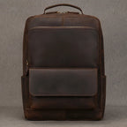 Men’s Crazy Horse Leather Backpack 15.6" Laptop School Bag