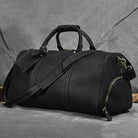Genuine Cowhide Leather Travel Duffle Bag Men’s Weekend Bag Shoe Pocket - VacationGrabs