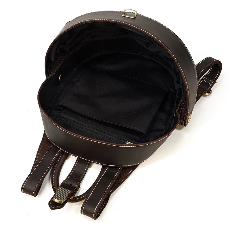Mochila de cuero vintage para portátil de 15,6" tipo Crazy Horse para viaje