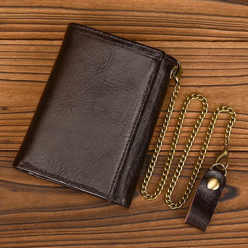 Trifold Leather Short Wallet for Men RFID Purse Multi-Function Wallet - VacationGrabs