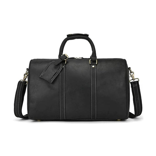Crazy Horse Leather Men’s Travel Duffle Bag Retro Cowhide - VacationGrabs