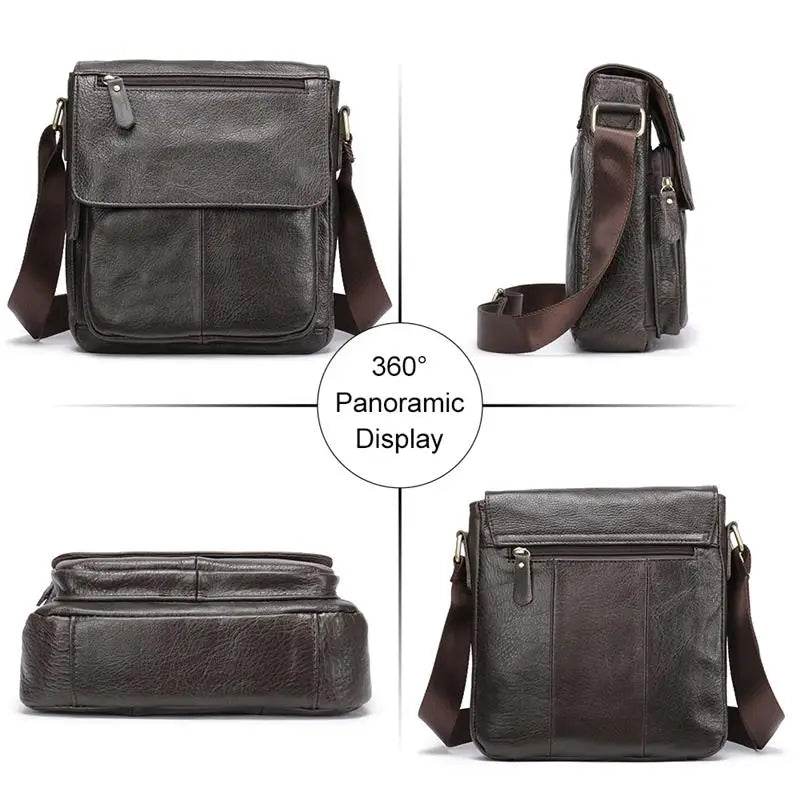 Genuine Leather Men's Shoulder Bag – High Quality Cowhide Crossbody - VacationGrabs