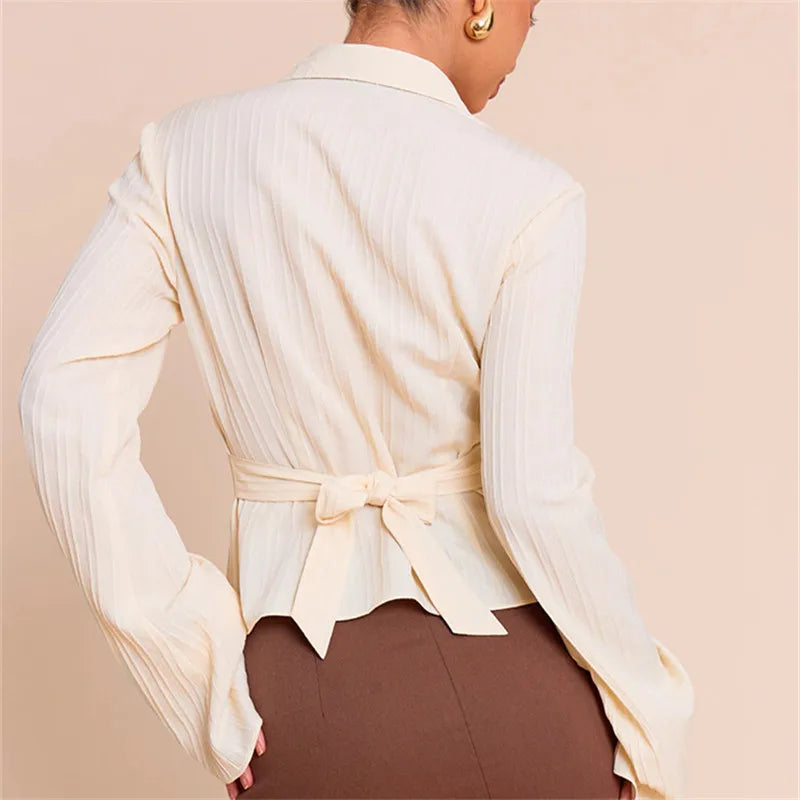 VacationGrabs Women Button Down Bodycon Shirts V Neck Lapel Collared Long Sleeve Fitted Shirt Vintage Fall Outgoing Blouse Tops
