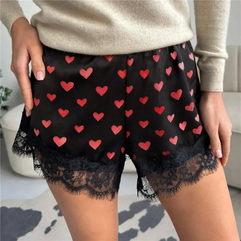 VacationGrabs Women Lace Satin Shorts Silk Y2k Elastic Waist Mini Shorts Coquette Aesthetic Boxer Slip Pettipants French Knickers