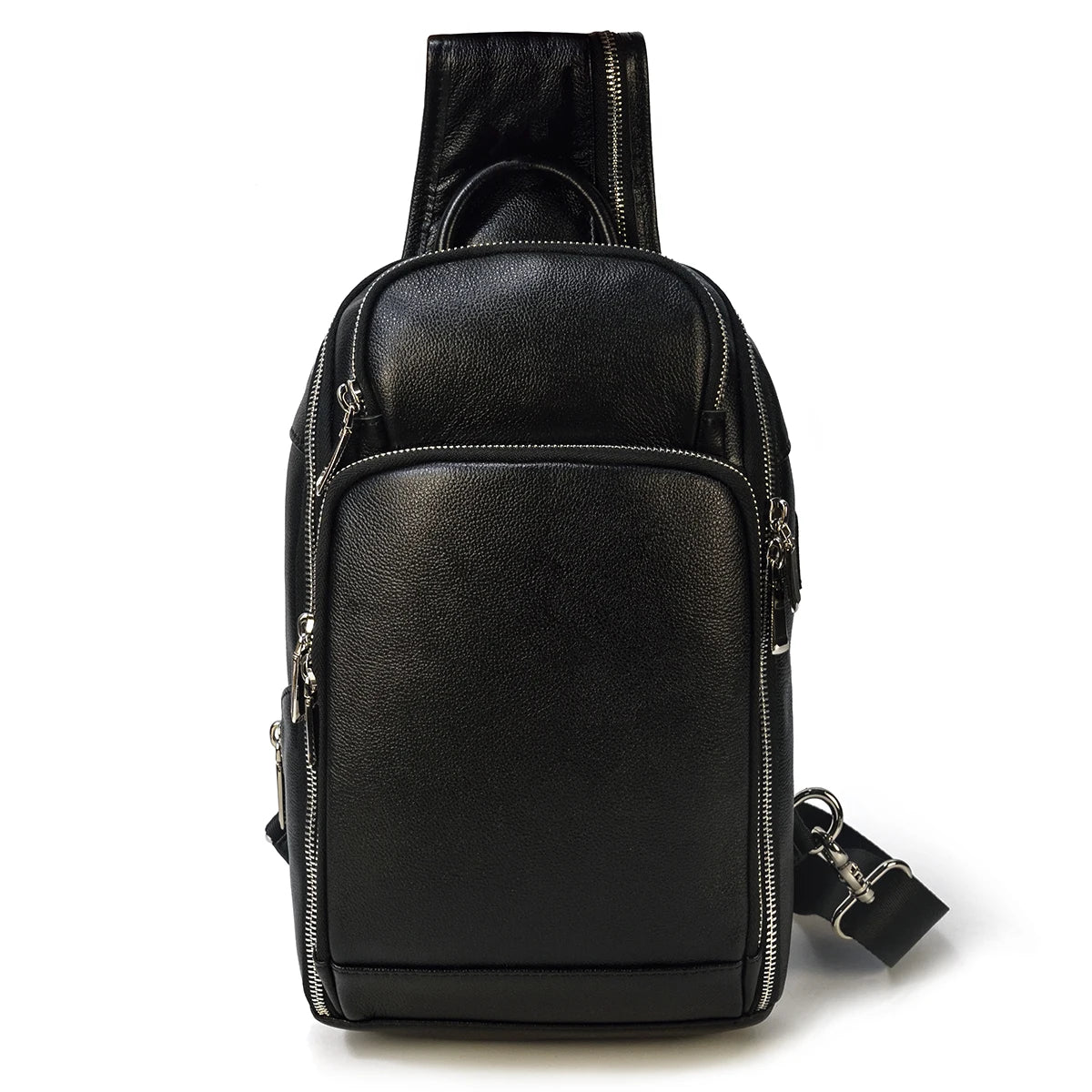 Leather Chest Bag Usb Charging Port  Men's Cross Body Bag Genuine Leather Chest Pack Single Shoulder Bag For Man Male Vintage