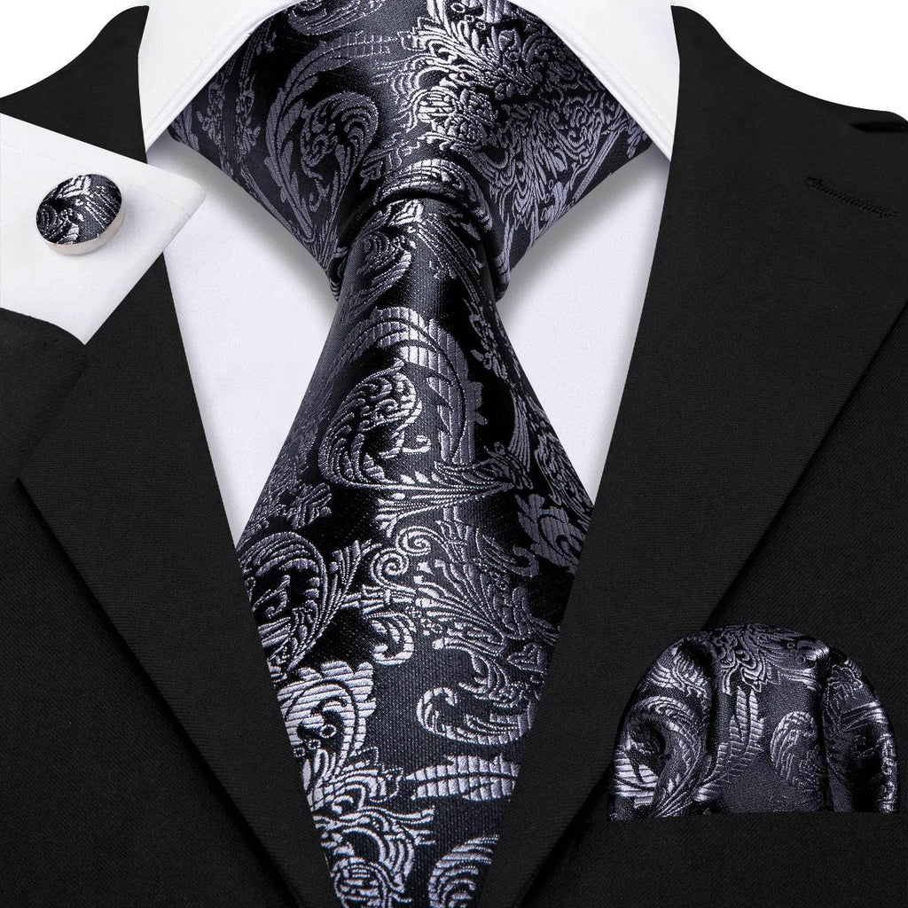 Floral Jacquard Silk Tie Set for Men - VacationGrabs