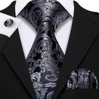Floral Jacquard Silk Tie Set for Men - VacationGrabs
