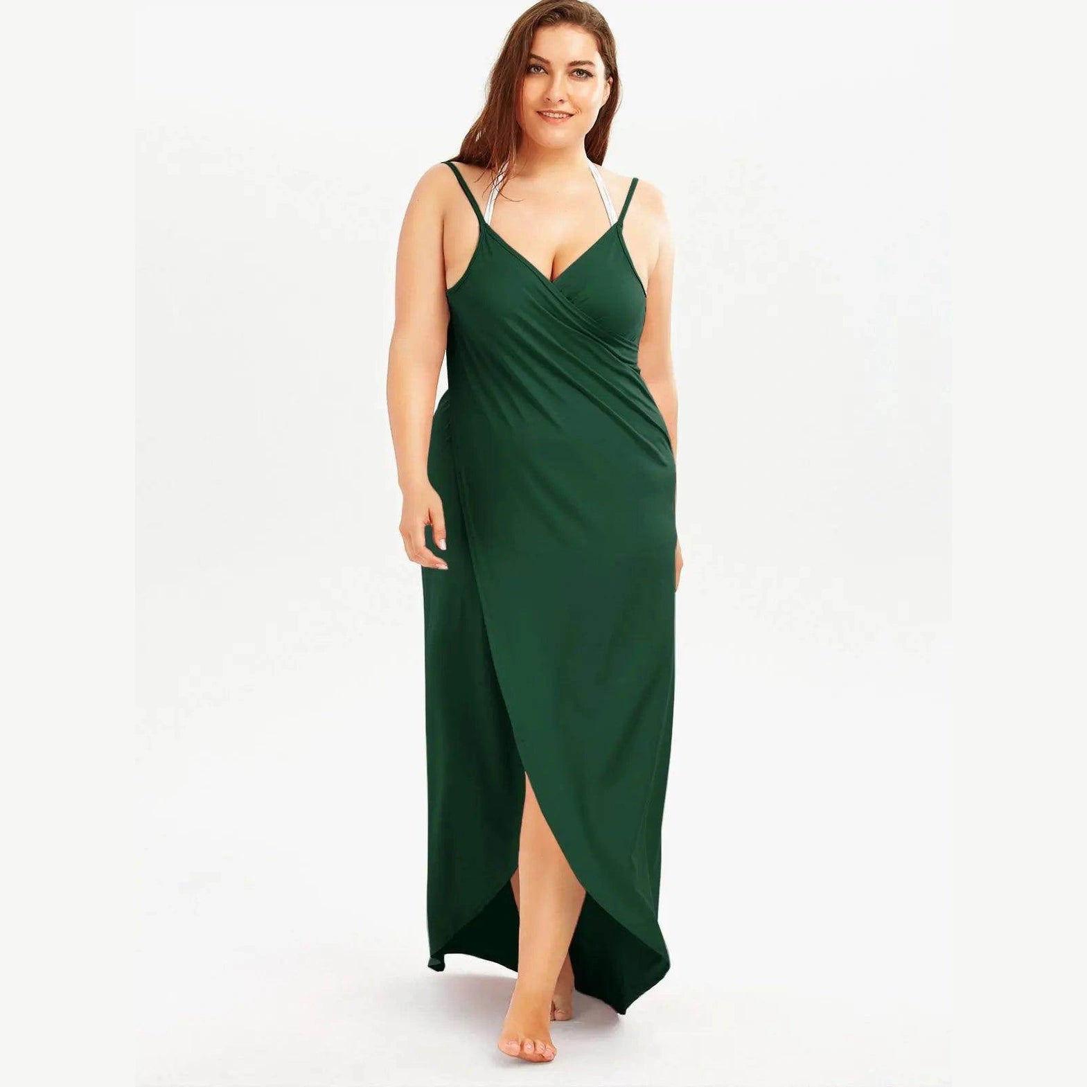 Plus Swimwear Cover-Up Summer Beach Pool Dress - VacationGrabs