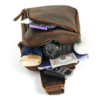 Casual Leather Chest Bag Retro Men's Crossbody Outdoor Sling Bag - VacationGrabs