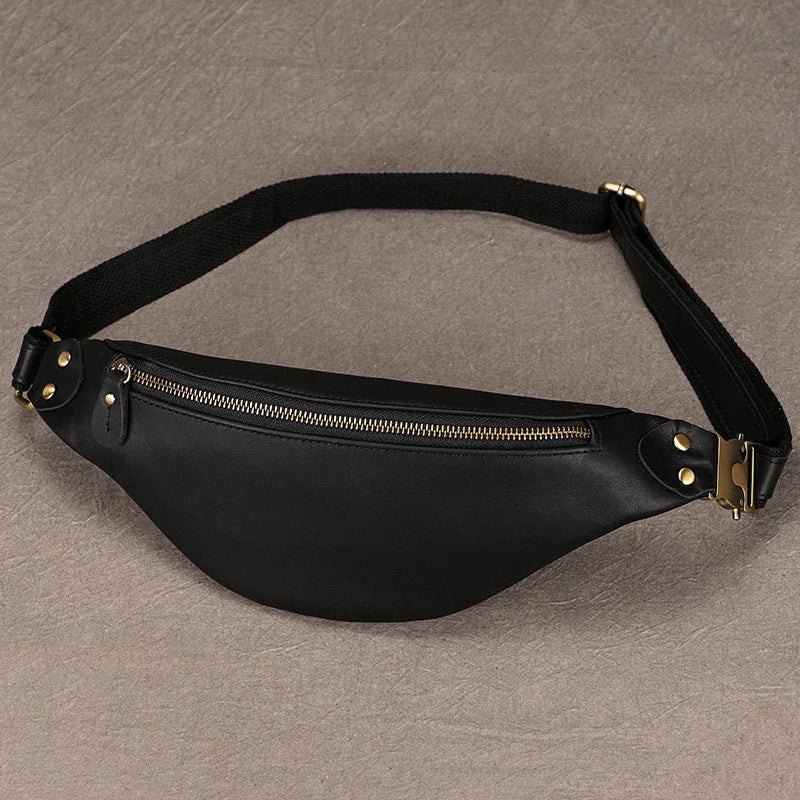 Big Waist Bag Mens Leather Belt Pounch Anti-theft Waist Pack Fanny Pack Bum Bag Belt Waist Pouch Chest Bag For Male leather Bag