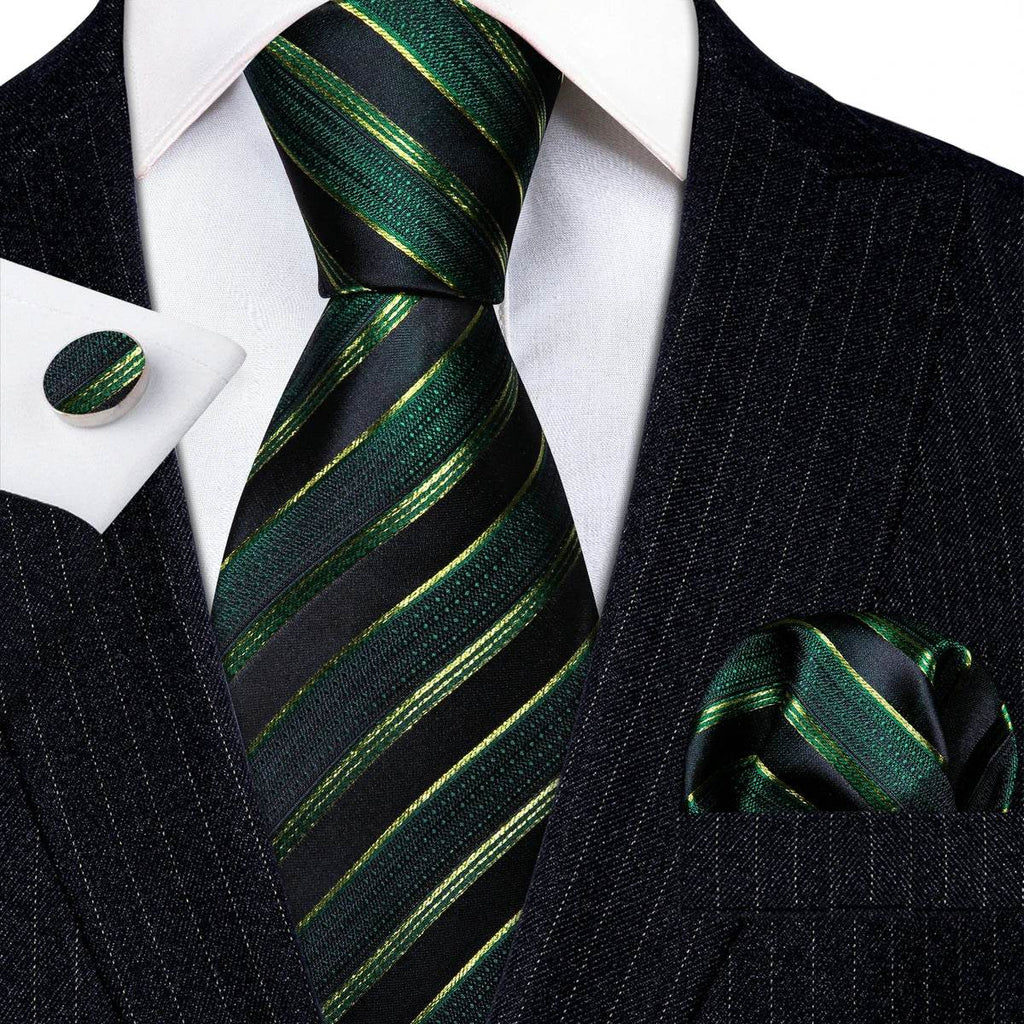 Green Silk Tie Set for Men: Multiple Shades Available - VacationGrabs