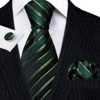 Green Silk Tie Set for Men: Multiple Shades Available - VacationGrabs