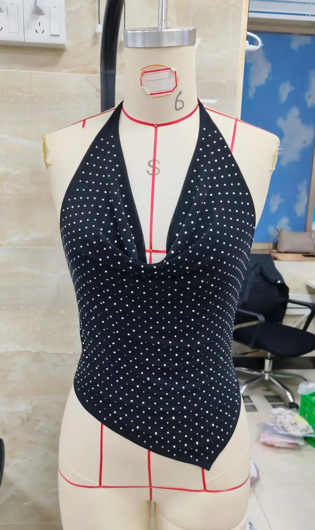 VacationGrabs Summer Sequin Rhinestone Sexy Halter Sleeveless Backless Slim Tank Top Women's Elegant Casual Y2K Top Party Club Clothes