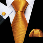 Gold & Beige Silk Tie Set for Men - VacationGrabs